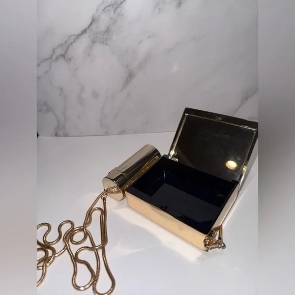 Christian Dior Gold Metal Minaudière Clutch Crossbody w/ Lipstick Case – GWP - Picture 6 of 7